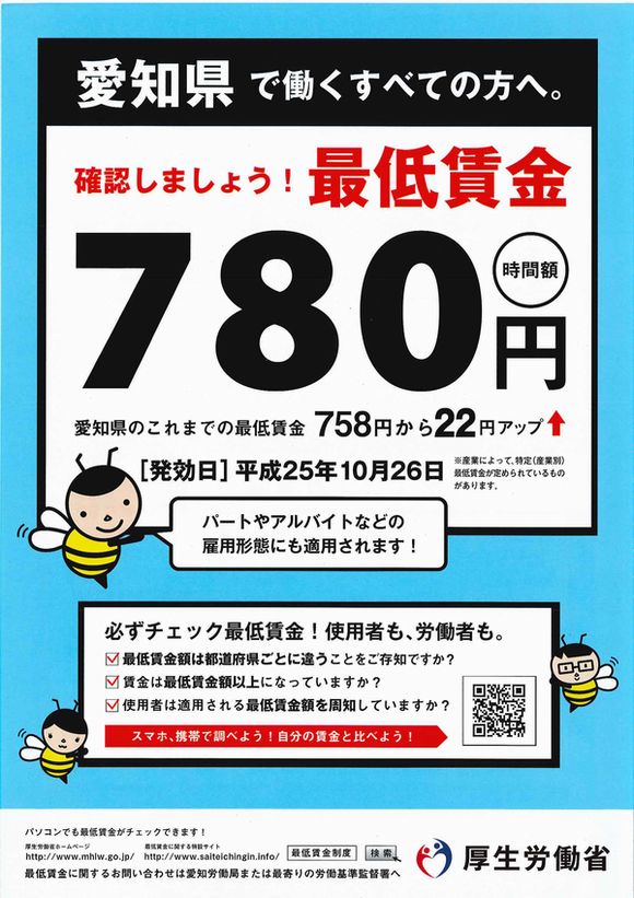 愛知 県 最低 賃金